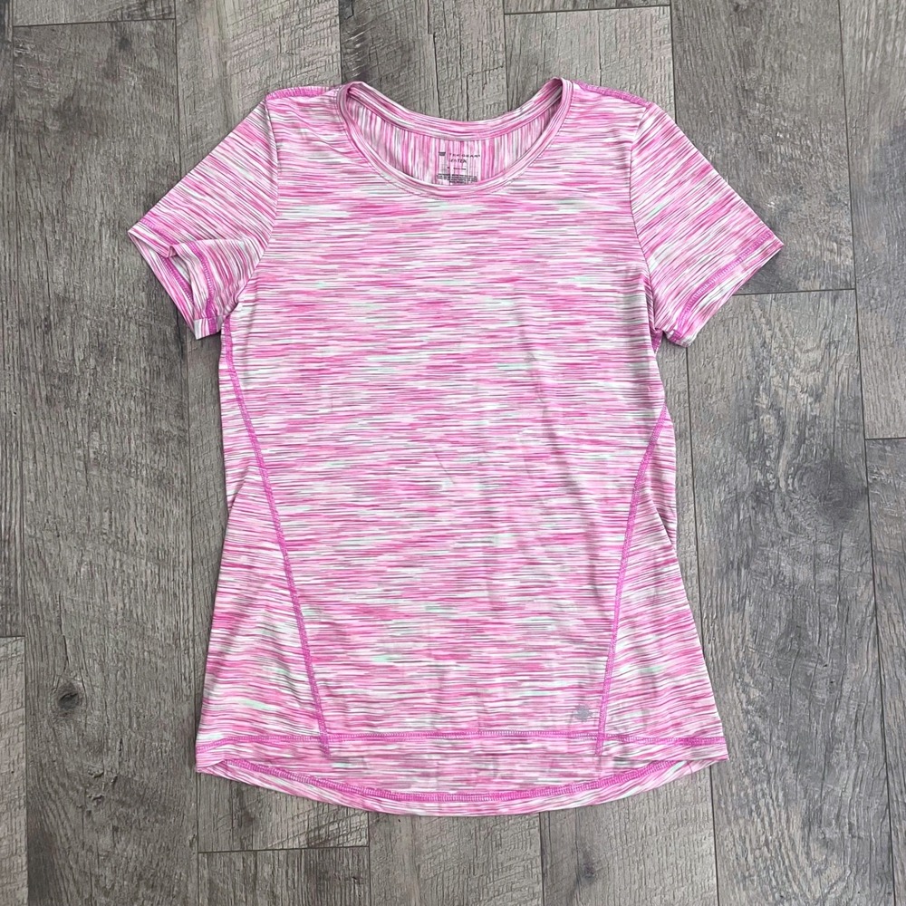 Tek Gear DryTek Womens Medium Pink Space Dye Short Sleeve Performance Tee Shirt